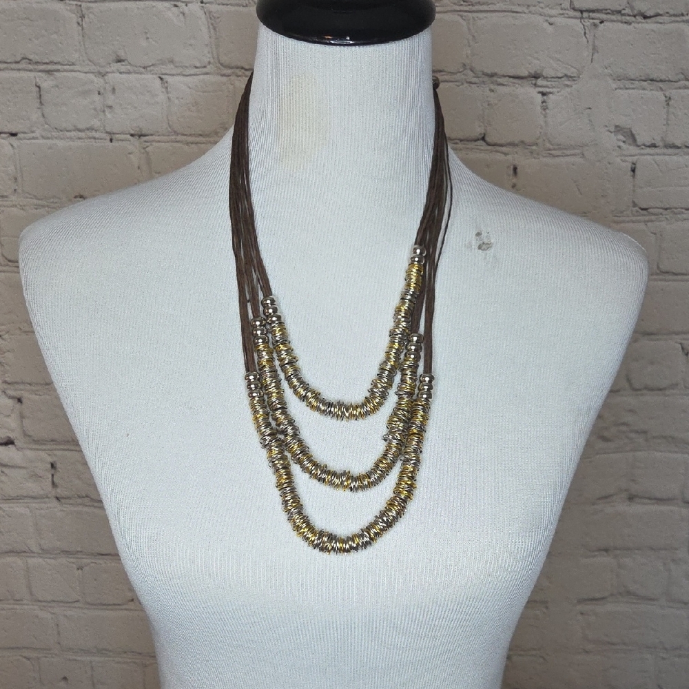 Elegant Gold and Silver Layered Necklace